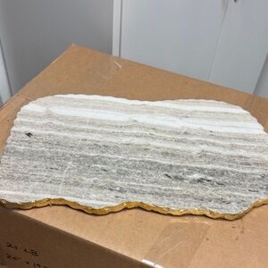 Elegant Gold-Trimmed Marble Serving Platter